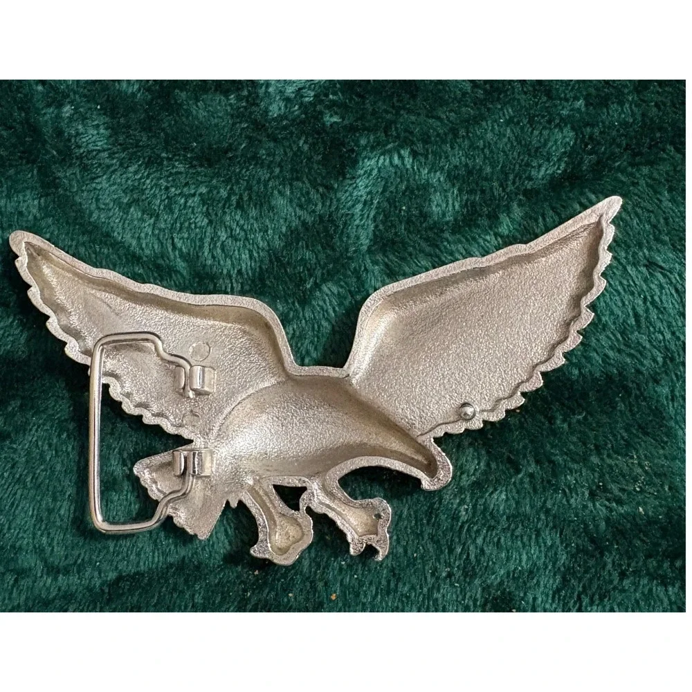 Vintage Silver Tone Soaring Eagle Belt Buckle Western Biker Americana Metal